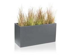 DECORAS Fioriera VISIO 50 in Fibra di Vetro - Grigio Opaco - 100x40x50 cm - Resistente al Gelo e alla Radiazione UV - Vaso in Fibra di vetro