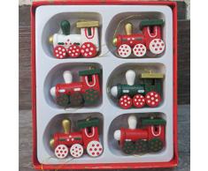 Toyvian addobbi Albero di Natale Legno Miniature Natale Forma Trenino Regali di Natale Natale Etichette Regalo 6 Pezzi