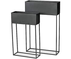 Decor Space Set 2 Fioriera porta vaso in metallo da interno ed esterno arredamento moderno Nero
