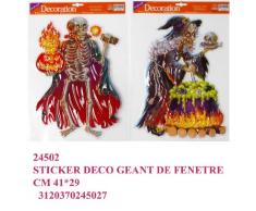 Idea Halloween: STICKER DECO GIGANTE per finestra, disponibile in 2 soggetti, STREGA o SCHELETRO. Misure 41x29cm
