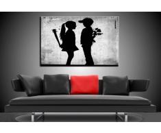 Stampa su tela, soggetto: Bansky, stile pop art, con cornice