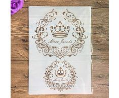 Stencil in plastica, formato A4, per pittura a forma di corona e fiori, stencil per scrapbooking, album decorativi per goffratura, carta fai da te