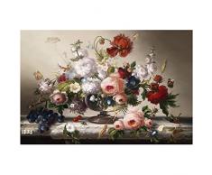 zhengchen Quadro su Tela Pittura Classica Europea Natura Morta Poster e Stampe Fiori Immagini di Farfalle e api Decorazioni per Soggiorno 60x80 cm / 23,6x31,4 Senza Cornice