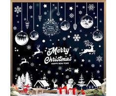 Raoclay Vetrofanie Natalizie per Vetrine, PVC Adesivi Natalizi per Finestre 9PCS, Stickers Natalizi Con Fiocchi di Neve, Vetrofanie Natale Removibili Addobbi Natalizi per la Casa