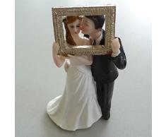 CAKE TOPPER STATUINE MATRIMONIO DECORAZIONE TORTA TORTE NUZIALI RESINA CORNICE FOTO