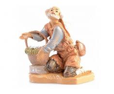 FONTANINI PASTORE IN GINOCCHIO CON UOVA 6,5CM IN RESINA STATUINA PRESEPE (F-260)