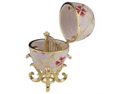 Keren Kopal, Uovo Russo Bianco con Fiori e Arpa Sorpresa allInterno portagioie, Uovo Fabergé Decorato con Cristalli, Uova di Pasqua