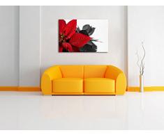 fiore rosso di una stella di Natale bianco / nero Dimensioni: 120x80 su tela, XXL enormi immagini completamente Pagina con la barella, stampa d'arte sul murale con telaio, più economico di pittura o un dipinto a olio, non un manifesto o un banner,