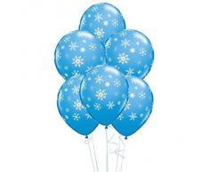 Palloncini Qualatex Con Fiocchi Di Neve E Scintille Color Uovo Di Pettirosso (Blu Ciano)