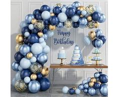 Kit Arco Palloncini Blu e Oro,133 Kit Palloncini Compleanno Con Palloncini Azzurri Palloncini Oro,Palloncini Battesimo Bambino,Arco Palloncini Blu Per Decorazioni Compleanno Matrimonio Baby Shower