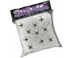 Ragnatela gigante bianca grammi 500 con ragni decorazione Halloween