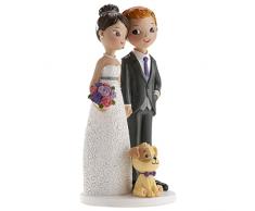 dekora - Decorazione per Torte di Matrimonio - Figura di Sposi con Cane 16 cm