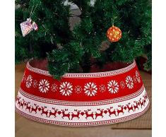Collare per albero di Natale, copertura della base dellalbero di Natale, gonna per albero di Natale pieghevole in maglia, rossa, copertura per albero di Natale in plastica resistente