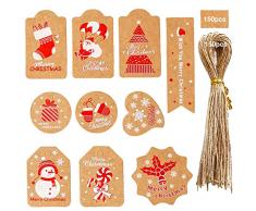 Tag Natalizi 150 Pezzi Carta Kraft Natale Etichette Etichette Regalo Bigliettini Natale Da Pacco Decorazione DellAlbero Per Confezioni Regalo Carta Kraft Natale Etichette Tag Natalizi