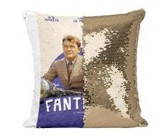 Cuscino con fodera in paillette dorate, antico manifesto francese di film fantomas, retro poster cinematografico vintage