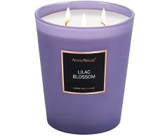 Aroma Naturals Candela profumata, 943 g/ 33,3 oz Candela grande 130 ore di combustione, Candele naturali per aromaterapia alla soia per la casa, 3 stoppini in cotone (fiore lilla)