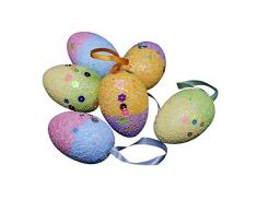 AchidistviQ 6pcs/Set Lovely Foam Uova di Pasqua Decorazione da Appendere casa Negozio Festa Ornamento Uova di Pasqua Uova di Pasqua in Spugna Finestra Decorazioni Ornamenti Multi