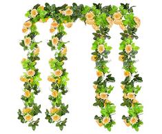 Ulikey Ghirlanda di Rosa Artificiali Fiori, 4 x 240 cm Champagne Finte Rose Fiori Ghirlanda di Rose, Ghirlanda Fiori Artificiali, Rosa Artificiale Vite per Nozze Giardino Recinzione Decorazion