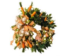 NSNT Raffinato Corona di Fiori di Pasqua, Ghirlanda Decorativa da Appendere, Decorazione di Coniglio di Cartone Animato, Ornamento di Ghirlanda di Nastro colorato Stampato Verde Regalo