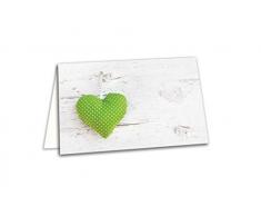 Karten und Co. - 100 segnaposto a forma di cuore con puntini bianchi, effetto legno, per matrimonio, compleanno, comunione, battesimo, anniversario