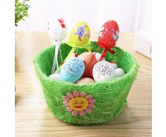 Demiawaking Cestino di Pasqua in Lino Cesto di Uova di Pasqua Porta Uova Pasqua Artigianato Ornamento Decorazioni Pasqua Fai da Te (Verde, Stile 2)