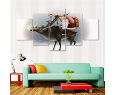 runtooer Quadro Moderno Babbo Natale Stampa su Tela - Quadro Salotto Cucina Mobili Ufficio Casa - Fotografica Formato XXL