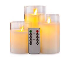 AKU TONPA Confezione di 3 LED Flameless Battery Operated Candles con telecomando e timer, candele acriliche per Festival Wedding Christmas Home Party Decor
