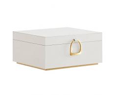 SONGMICS Scatola Portagioie a 2 Livelli, Porta Gioielli con Maniglia, Vassoio Rimovibile, Effetto Fluttuante, 20,5 x 24 x 11 cm, Idea Regalo, Bianco JBC165W01