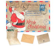 Weidebach® SANTA CLAUS - Set di 10 biglietti di Natale per Natale, formato A5 + 10 buste marrone in carta kraft