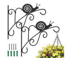 Lewondr 2 Pezzi Supporti Vasi da Parete, Fioriere Sospese, Ganci da Parete per Piante, Contenitore Decorativo Parete, Per Decorare Pareti Da Interni, Fioriera Sospesa, Balconi - Nero