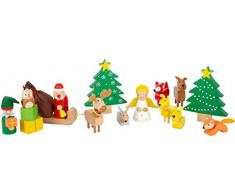 Small Foot 11749 Set da Gioco Bosco di Natale con Animali, in Legno, con Personaggi Natalizi, dai 3 Anni in su Toys, Multicolore