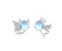 Orecchini angelo e diavolo Orecchini in argento sterling 925 con pietra di luna Gioielli Orecchini ipoallergenici Orecchini con pietra di luna Natale per ragazze Donne