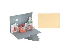 Cartoline di Natale Pop-up 3D Carta Artigianale Carving Snowscape Biglietti di Auguri Stagionali con Busta Per Natale/Capodanno