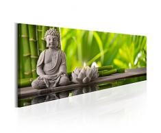 murando Quadro 120x40 cm - 1 Pezzo Stampa su Tela in TNT XXL Immagini Moderni Murale Fotografia Grafica Decorazione da Parete Natura Bambu Feng Shui Buddha Candela Spa Verde b-B-0207-b-a
