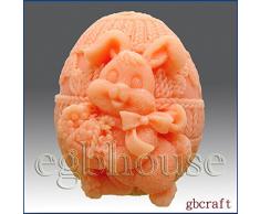 coniglietto pasquale crochet Egg - 3D sapone/candela/polimero argilla/porcellana fredda stampo in silicone
