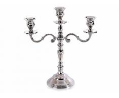 Gruppo Maruccia - Candelabro Argentato a 3 Fiamme in Metallo - Portacandele da Tavolo e Camino Vintage - Finitura Lucida - Altezza 28,5 Cm