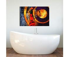 XIANGPEIFBH Quadro su Tela Stampa Artistica Moderna Quadro Astratto Quadrati Rossi Arancione Donne africane Disegno Tribale Soggiorno Decorazioni per la casa 60x90 cm / 23,6x 35,4 Senza Cornice