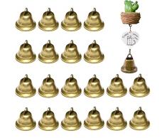 20 Pezzi Piccole Jingle Bells Campana di Natale Campane Metallo Natalizie per Lavoretti Fai-da-Te Accessori di Decorazioni Natale Compleanno Halloween Matrimoni Addestramento Animali