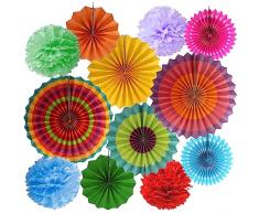 BDSHUNBF 12 Pezzi PomPon di Carta Velina, Pom Pom Decorativi, Decorazioni per Feste, Pompon Decorativi per Feste, Nido dape Colorate, Pompon Carta Velina, per Feste, Nozze, Compleanno, Festival