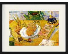 1art1 Vincent Van Gogh Poster Natura Morta con Tavolo da Disegno Pipa Cipolle E Cera, 1889 Quadro in Cornice con Pregiato Passepartout | Immagini A Parete | in Una Cornice 80x60 cm