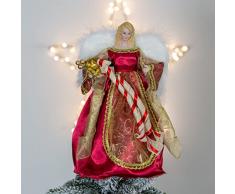 The Christmas Workshop 82000 - Puntale per Albero di Natale a Forma di Angelo, 30 cm, Colore: Rosso/Oro