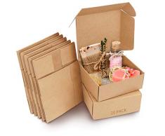 Kurtzy Scatole Regalo Cartone Marroni Kraft (20pz) - Scatola Cartone con Coperchio 12 x 12 x 5 cm - Scatoline Portaconfetti e Scatole Bomboniere Facile Assemblaggio per Feste, Compleanni, Matrimonio