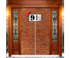 Aurasky 9 e 3/4 Cross Station, Cartello con Numero Sfondo Muro di Mattoni Marrone, Kings Cross Station Decorazione per Feste a Tema Magia