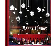Extsud Vetrofanie 2 Set Adesivi Murali Stelle Nevi Puntini DIY Stickers da Vetro Finestra Vetrina Decorazione Negozio Casa Fai da Te (Palle Stelle)