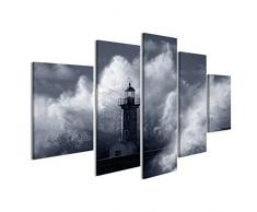 islandburner Quadri Moderni Grandi Onde dellOceano tempestose su Antico Faro del Douro molo Stampa su Tela Quadro EZK