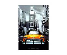 Stampa in Tela Canvas 100% QUALITà ITALIA - NEW YORK TAXI NO.1 - effetto Dipinto Idea Regalo Casa quadro cucina stanza da letto soggiorno (35x52 cm)