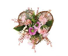 YQYAZL Corona di Pasqua a forma di cuore, con motivo margherite, corona di fiori di Pasqua, per porta dingresso, casa, festa di nozze