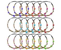 18 Pz Fiori Corona Fascia Capelli,Coroncina bambina Fiore Nastro,Capelli Ghirlanda floreale Foglia,Copricapo Bohémien Multicolore Donne Ragazze Damigella,Matrimoni Festival Vacanza Festa,Foto Spiaggia