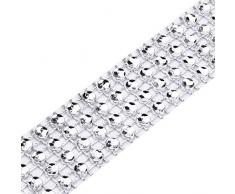 4 Riga 10 Yard Argento Acrilico Strass Diamante Nastro per Torte Nuziali, Compleanno Decorazioni, Bambino Doccia Eventi e Arti e Mestieri Progetti