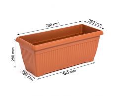 Fioriera vaso per piante rettangolare Terra 70 x 28 x 28 cm, colore: terracotta